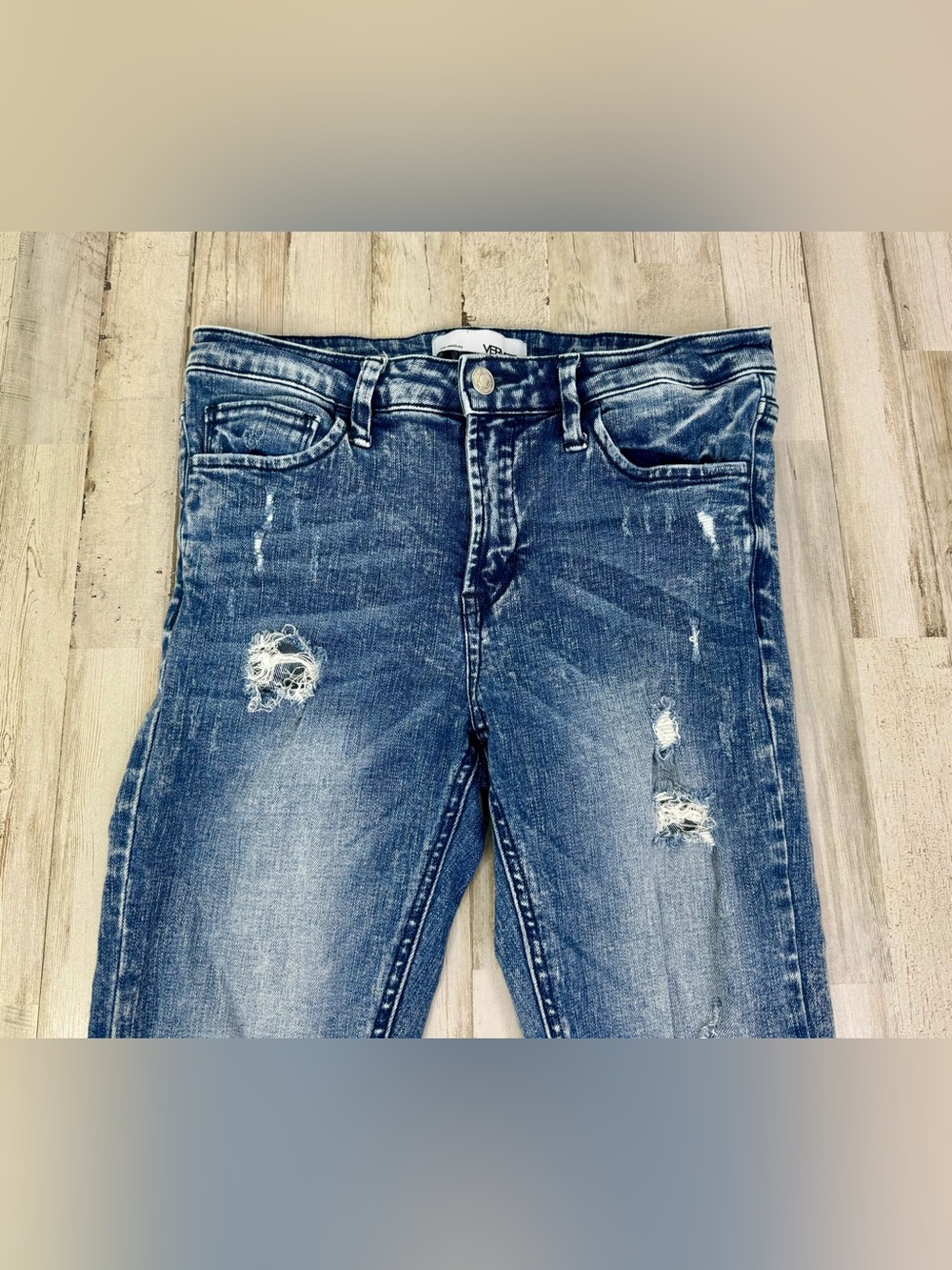 Vervet Blue Skinny Jeans 27 (28x27) High Rise distressed - Picture 2 of 12